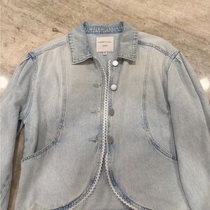 Habitual Light Blue Denim Jacket with Lace Detail